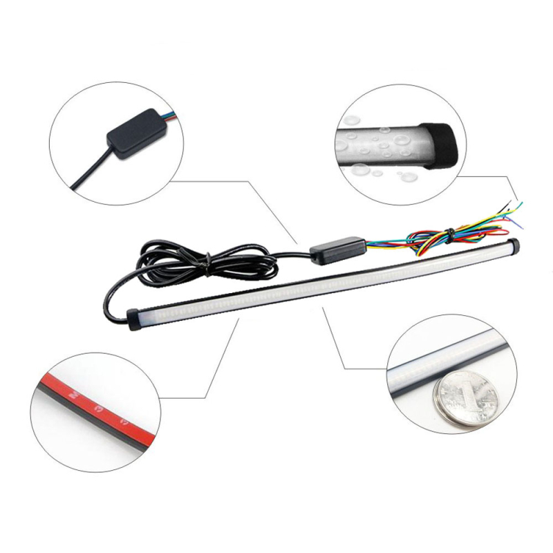 Motociklističke dnevne svjetiljke s LED trakom tijeku vode, vodič svjetla, 12V, PVC, LED 3014, vijek trajanja 15000 h