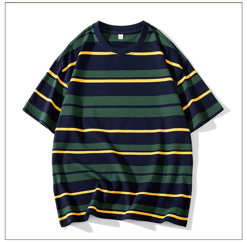 Tricou pentru bărbați cu mânecă scurtă NASA colaborare, croială lejeră, dungi, bumbac 96%+, respirabil, stil Hong Kong