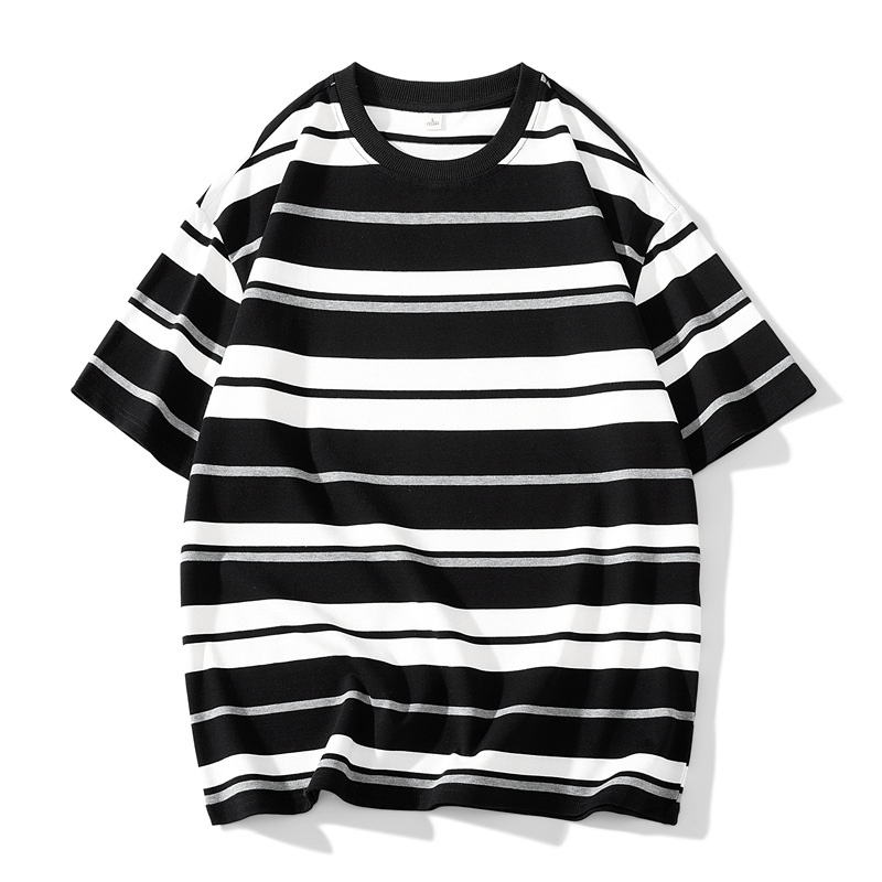 Tricou pentru bărbați cu mânecă scurtă NASA colaborare, croială lejeră, dungi, bumbac 96%+, respirabil, stil Hong Kong