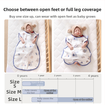 Soft Yun Υπνόσακος για βρέφη από μπαμπού ίνες, ελαφρύ καλοκαίρι, κάτω από 1 Jin, προστασία κοιλιάς, χωρίς μανίκια, cartoon σχέδιο
