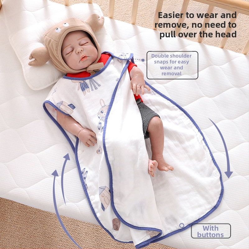 Soft Yun Υπνόσακος για βρέφη από μπαμπού ίνες, ελαφρύ καλοκαίρι, κάτω από 1 Jin, προστασία κοιλιάς, χωρίς μανίκια, cartoon σχέδιο
