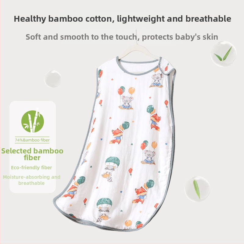 Soft Yun Υπνόσακος για βρέφη από μπαμπού ίνες, ελαφρύ καλοκαίρι, κάτω από 1 Jin, προστασία κοιλιάς, χωρίς μανίκια, cartoon σχέδιο