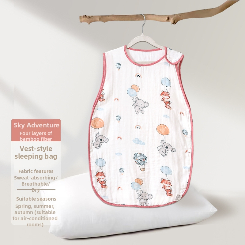 Soft Yun Υπνόσακος για βρέφη από μπαμπού ίνες, ελαφρύ καλοκαίρι, κάτω από 1 Jin, προστασία κοιλιάς, χωρίς μανίκια, cartoon σχέδιο
