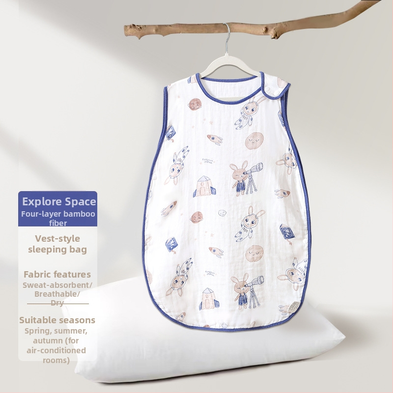 Soft Yun Υπνόσακος για βρέφη από μπαμπού ίνες, ελαφρύ καλοκαίρι, κάτω από 1 Jin, προστασία κοιλιάς, χωρίς μανίκια, cartoon σχέδιο