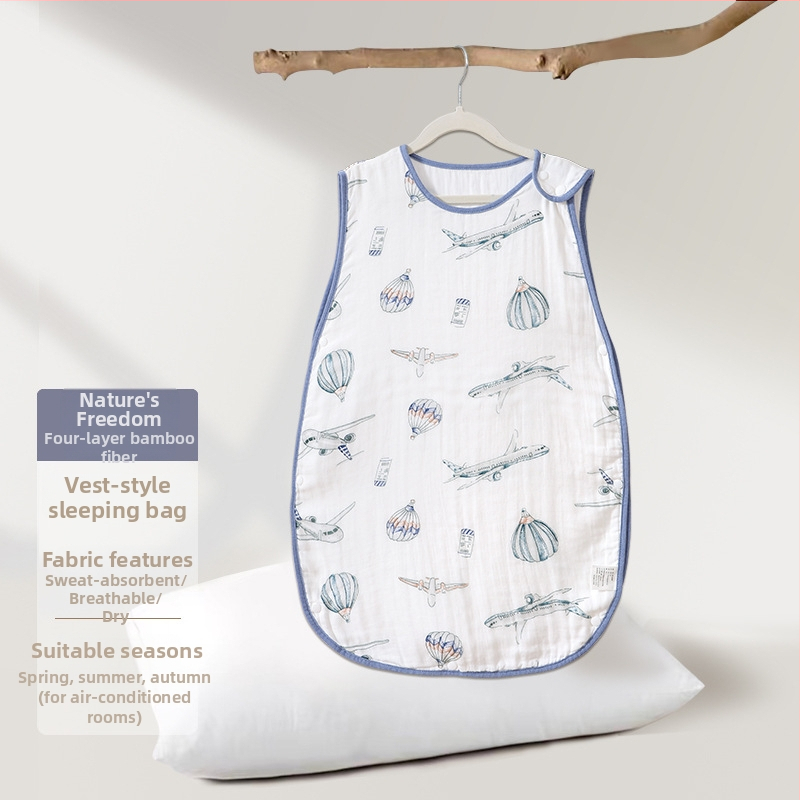 Soft Yun Υπνόσακος για βρέφη από μπαμπού ίνες, ελαφρύ καλοκαίρι, κάτω από 1 Jin, προστασία κοιλιάς, χωρίς μανίκια, cartoon σχέδιο