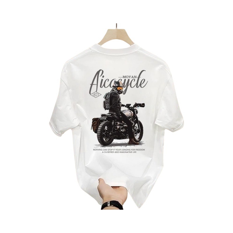 Tricou bărbătesc lejer, guler rotund, mânecă scurtă, bumbac 96%+, greutate țesătură 180–250 g/m2, imprimeu geometric, vară 2024