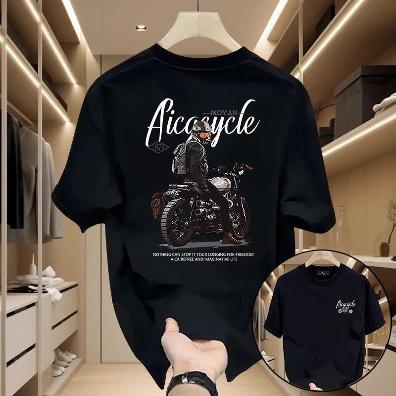 Tricou bărbătesc lejer, guler rotund, mânecă scurtă, bumbac 96%+, greutate țesătură 180–250 g/m2, imprimeu geometric, vară 2024