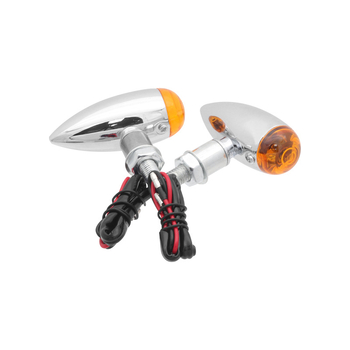 Semnal de direcție pentru motocicletă, formă glonț, model JH-8, metal, bec, 12 V, pentru toate motocicletele