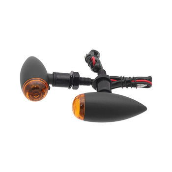 Semnal de direcție pentru motocicletă, formă glonț, model JH-8, metal, bec, 12 V, pentru toate motocicletele