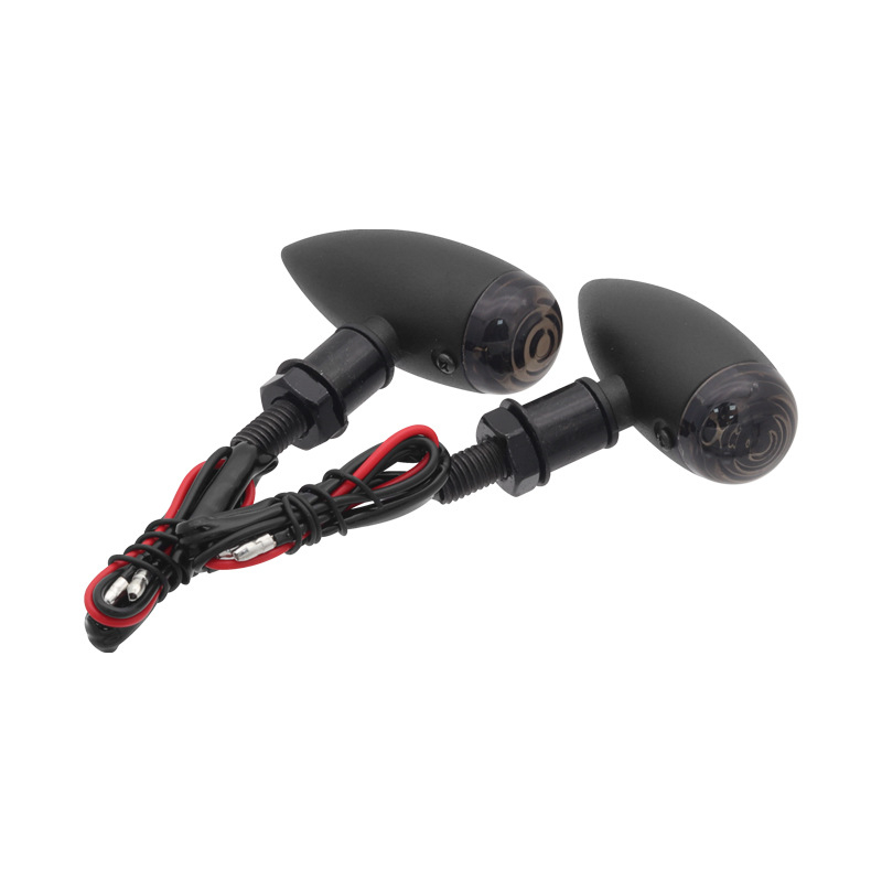 Semnal de direcție pentru motocicletă, formă glonț, model JH-8, metal, bec, 12 V, pentru toate motocicletele