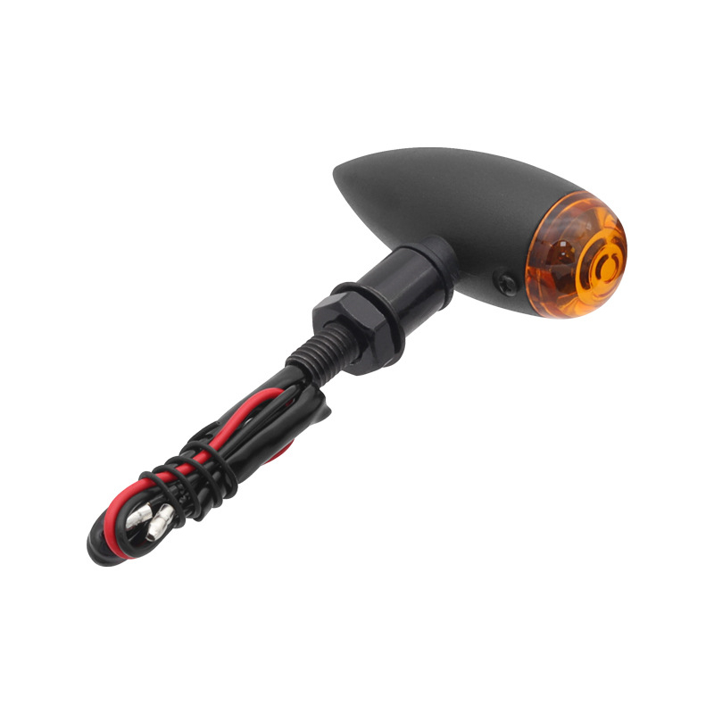 Semnal de direcție pentru motocicletă, formă glonț, model JH-8, metal, bec, 12 V, pentru toate motocicletele