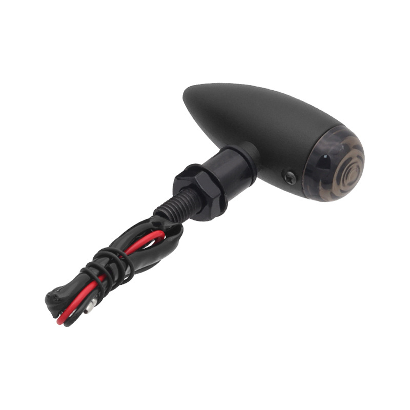 Semnal de direcție pentru motocicletă, formă glonț, model JH-8, metal, bec, 12 V, pentru toate motocicletele