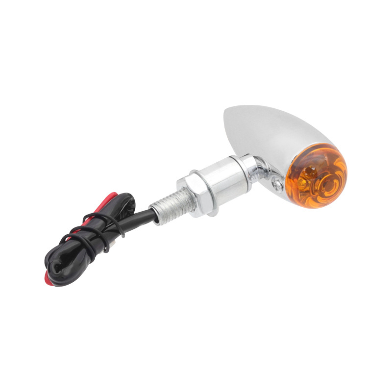 Semnal de direcție pentru motocicletă, formă glonț, model JH-8, metal, bec, 12 V, pentru toate motocicletele