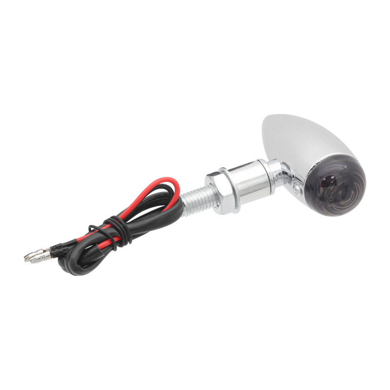 Semnal de direcție pentru motocicletă, formă glonț, model JH-8, metal, bec, 12 V, pentru toate motocicletele