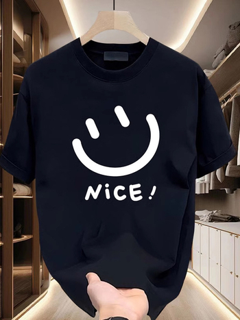 Muška kratka majica s karikaturističkim printom, slobodan kroj, kratki rukavi, okrugli izrez (96%+ pamuk; 220 g; ljeto)