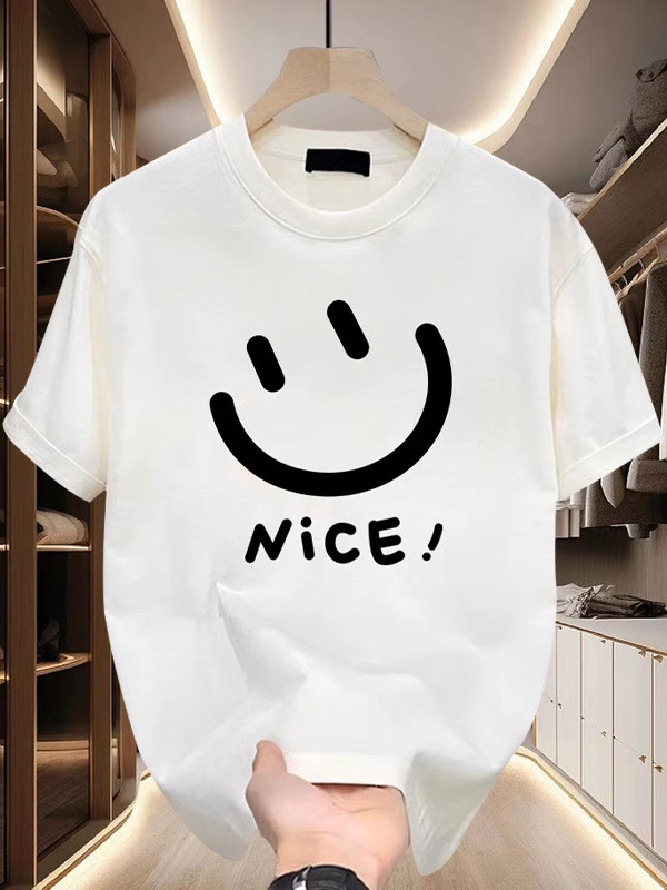 Muška kratka majica s karikaturističkim printom, slobodan kroj, kratki rukavi, okrugli izrez (96%+ pamuk; 220 g; ljeto)