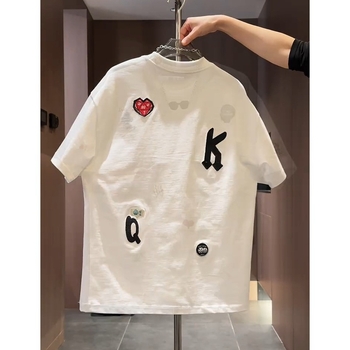 Pamučni muški T-shirt s kratkim rukavima, uski kroj, okrugli izrez