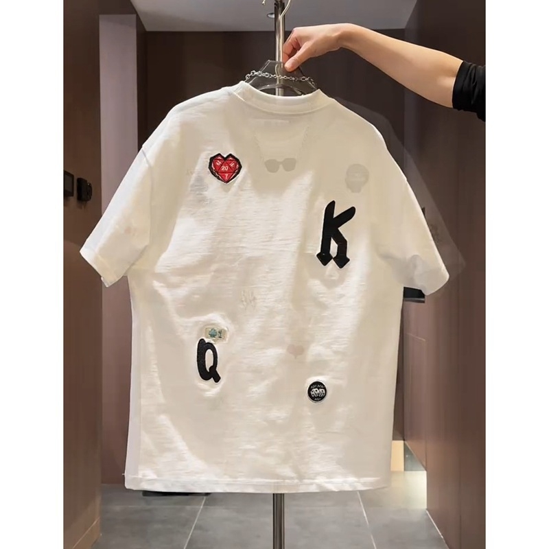 Pamučni muški T-shirt s kratkim rukavima, uski kroj, okrugli izrez