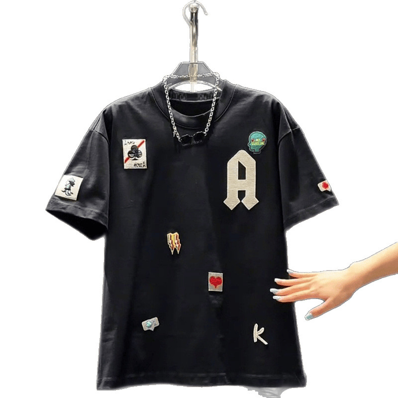 Pamučni muški T-shirt s kratkim rukavima, uski kroj, okrugli izrez