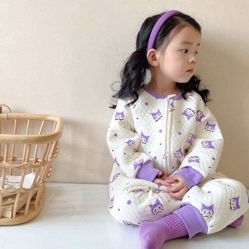 Детски памучен дебел гащеризон‑спален чувал с дълъг ръкав, корейски стил, карикатурен принт, за деца 3–8 г