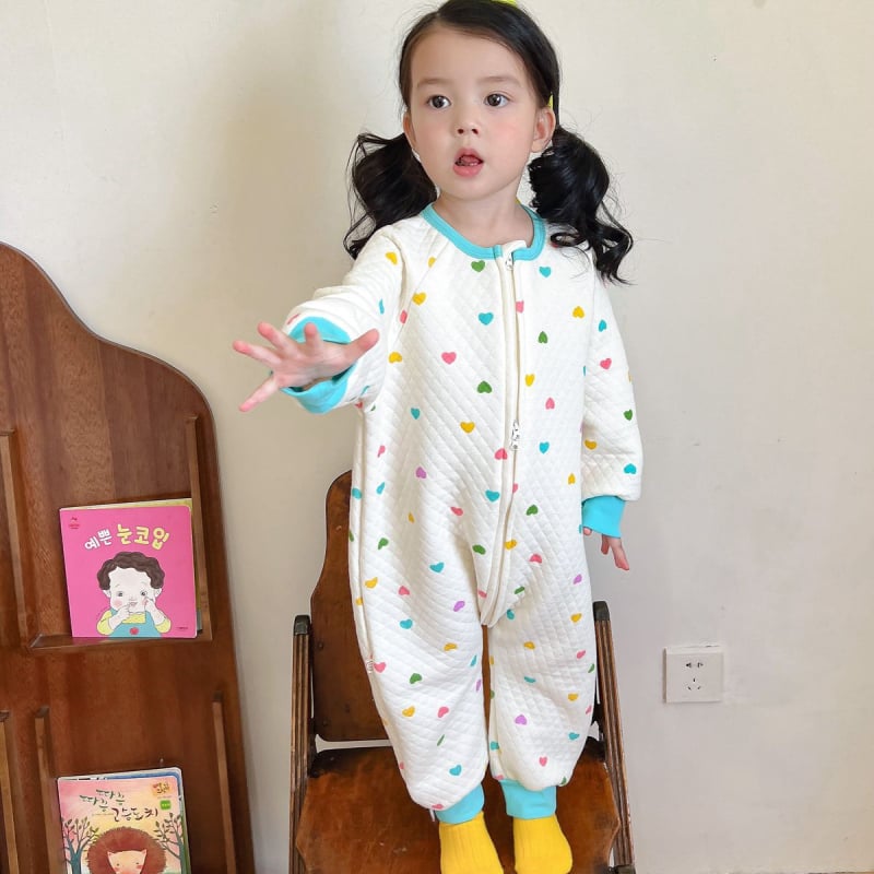 Детски памучен дебел гащеризон‑спален чувал с дълъг ръкав, корейски стил, карикатурен принт, за деца 3–8 г