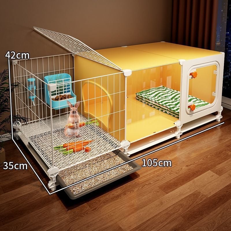 Πλαστικό κλουβί για κουνέλια με τουαλέτα, κατάλληλο για ινδικά χοιρίδια, για εσωτερική χρήση