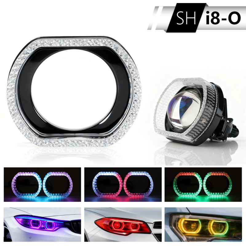 Angel Eye Ring LED dekorativni poklop prednjih svjetala automobila, akril, 12V DC, 5W, Bluetooth upravljanje putem aplikacije, univerzalna kompatibilnost
