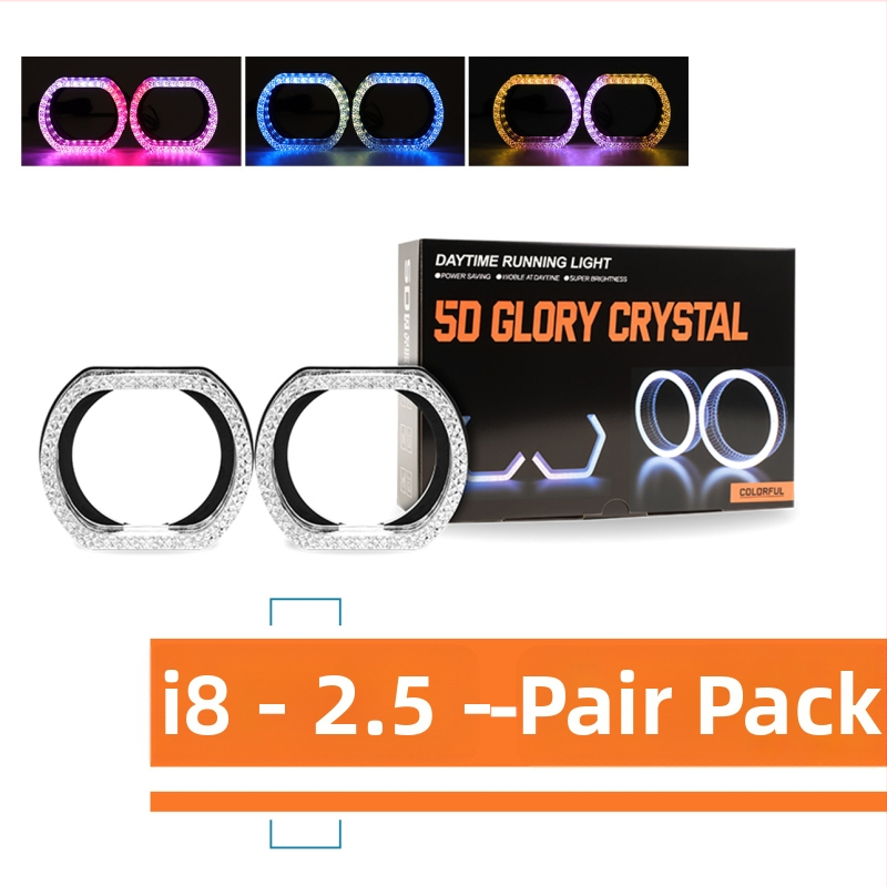 Angel Eye Ring LED dekorativni poklop prednjih svjetala automobila, akril, 12V DC, 5W, Bluetooth upravljanje putem aplikacije, univerzalna kompatibilnost