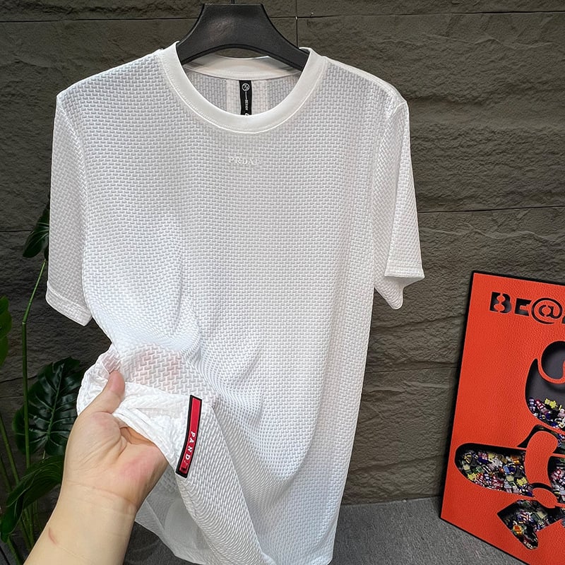 Muška slim-fit majica kratkih rukava s okruglim izrezom - poliester, prozračna
