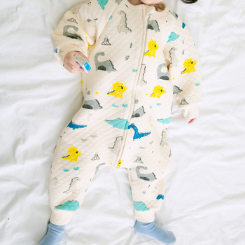 Dječji spavaći kombinezon‑vreća za spavanje od pamuka, debeli materijal, metalni zatvarač, crtani uzorak, perivo