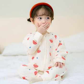 Dječji spavaći kombinezon‑vreća za spavanje od pamuka, debeli materijal, metalni zatvarač, crtani uzorak, perivo