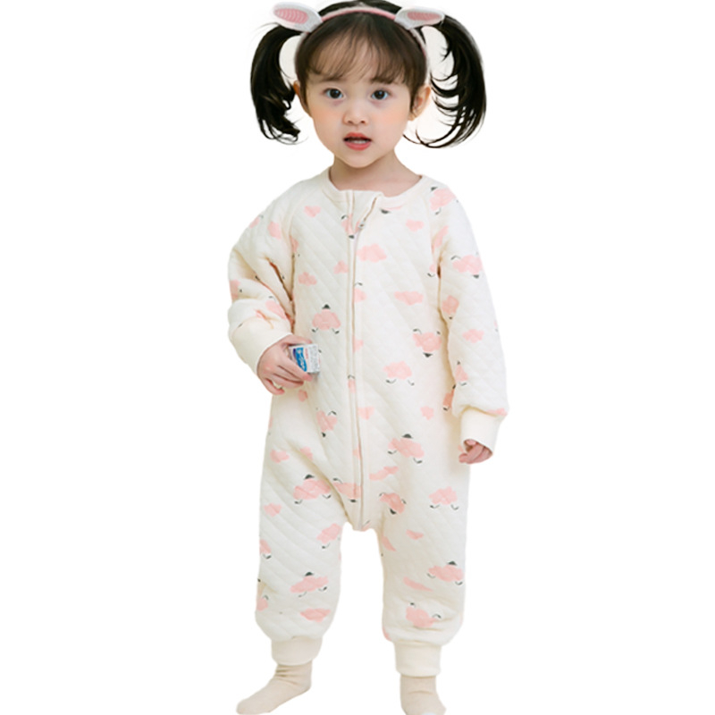 Dječji spavaći kombinezon‑vreća za spavanje od pamuka, debeli materijal, metalni zatvarač, crtani uzorak, perivo