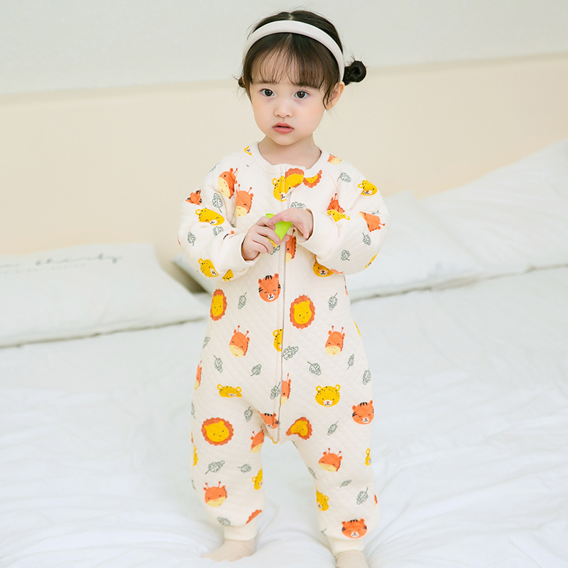 Dječji spavaći kombinezon‑vreća za spavanje od pamuka, debeli materijal, metalni zatvarač, crtani uzorak, perivo