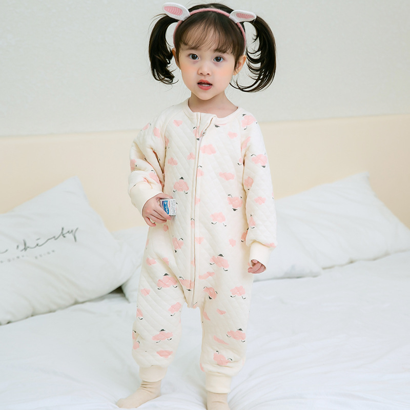 Dječji spavaći kombinezon‑vreća za spavanje od pamuka, debeli materijal, metalni zatvarač, crtani uzorak, perivo