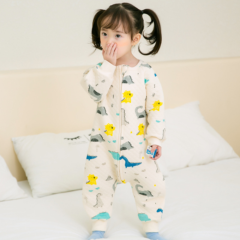 Dječji spavaći kombinezon‑vreća za spavanje od pamuka, debeli materijal, metalni zatvarač, crtani uzorak, perivo