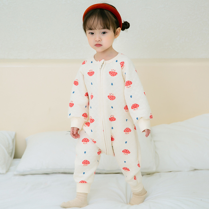 Dječji spavaći kombinezon‑vreća za spavanje od pamuka, debeli materijal, metalni zatvarač, crtani uzorak, perivo