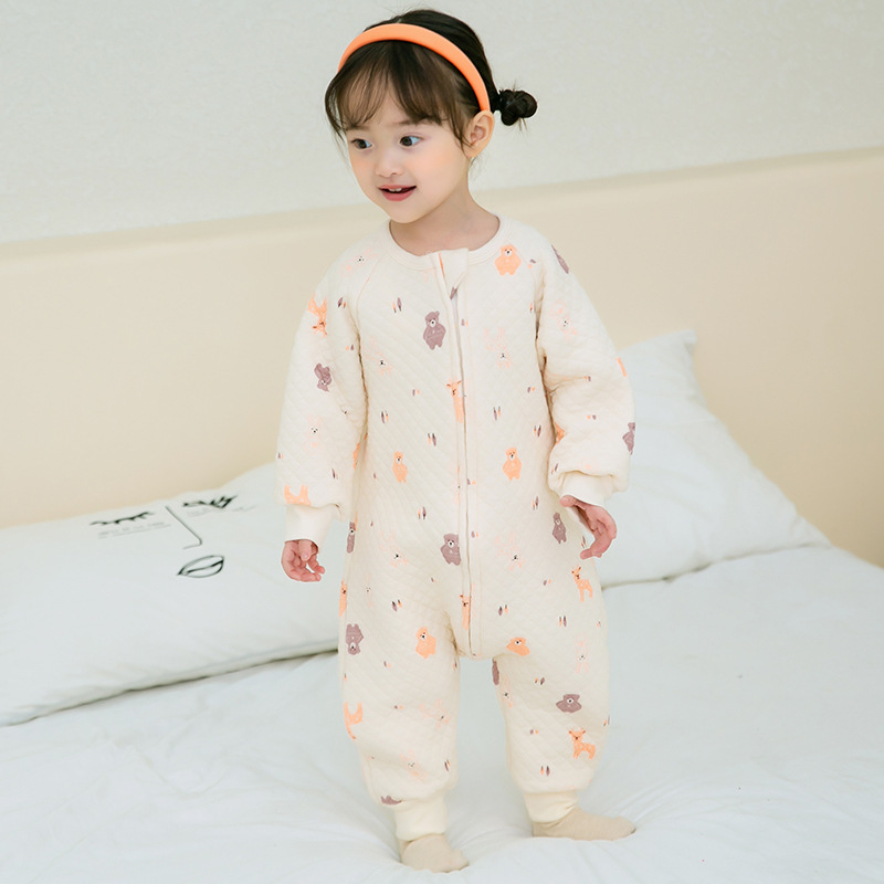 Dječji spavaći kombinezon‑vreća za spavanje od pamuka, debeli materijal, metalni zatvarač, crtani uzorak, perivo
