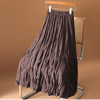 Fustă plisată, culoare solidă, material poliester 80–90%, lungă, stil colegial