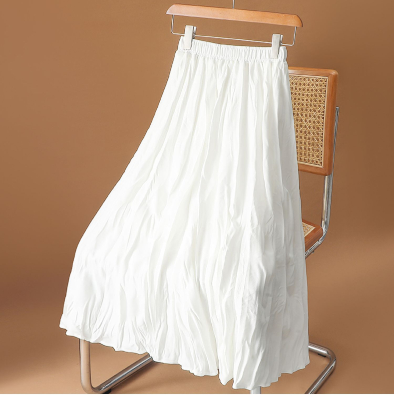 Fustă plisată, culoare solidă, material poliester 80–90%, lungă, stil colegial