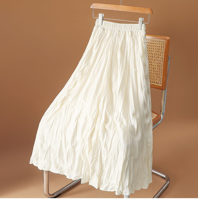 Fustă plisată, culoare solidă, material poliester 80–90%, lungă, stil colegial