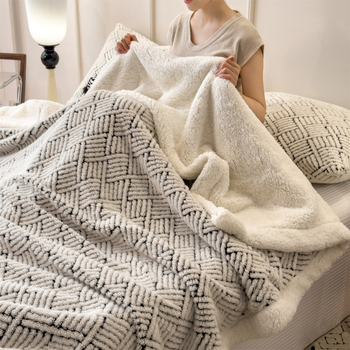Νordic στυλ κουβέρτα από μαλλί αρνιού και κασμίρι, γεωμετρικό μοτίβο, 300–500 g, για φθινόπωρο και χειμώνα