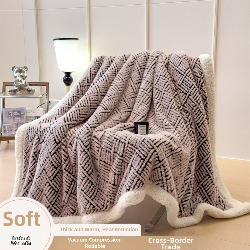 Νordic στυλ κουβέρτα από μαλλί αρνιού και κασμίρι, γεωμετρικό μοτίβο, 300–500 g, για φθινόπωρο και χειμώνα
