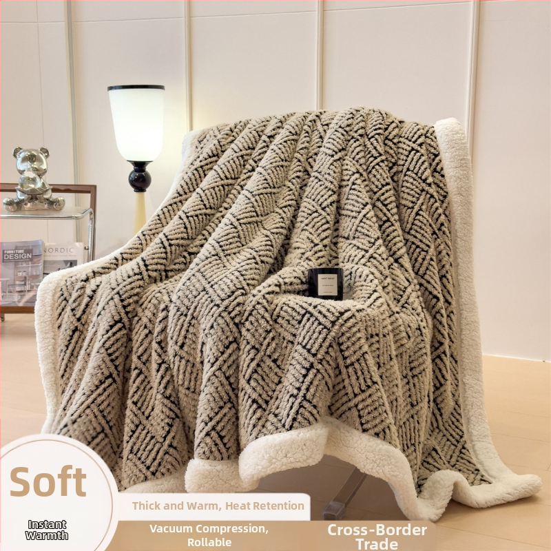 Νordic στυλ κουβέρτα από μαλλί αρνιού και κασμίρι, γεωμετρικό μοτίβο, 300–500 g, για φθινόπωρο και χειμώνα