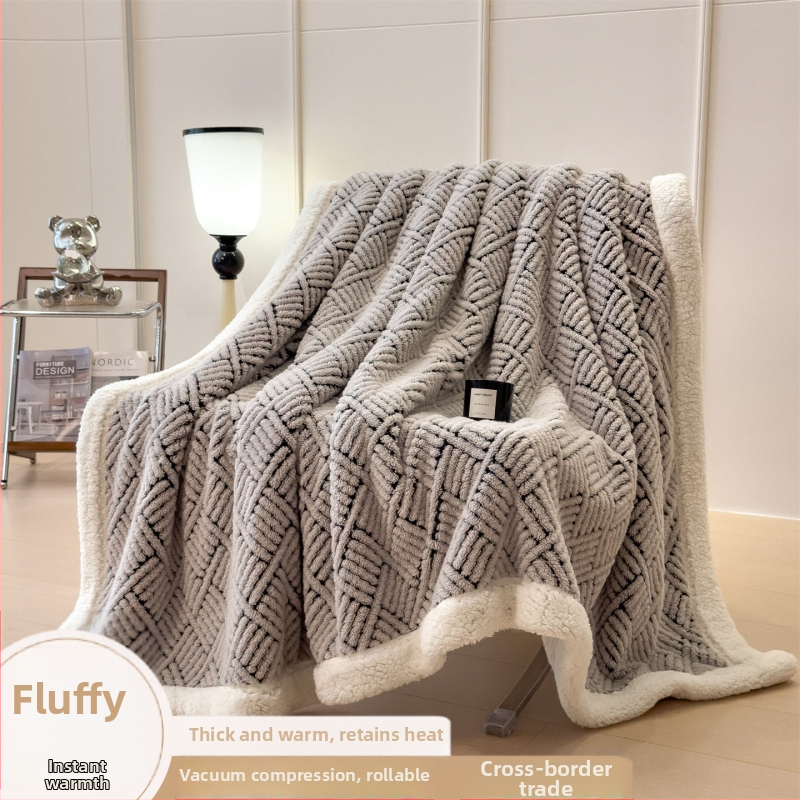 Νordic στυλ κουβέρτα από μαλλί αρνιού και κασμίρι, γεωμετρικό μοτίβο, 300–500 g, για φθινόπωρο και χειμώνα