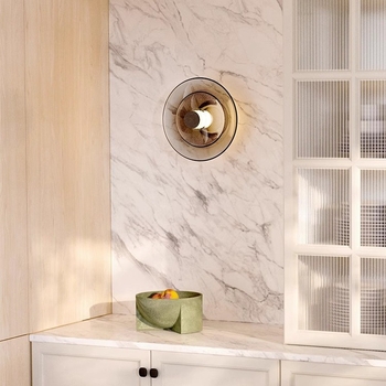 Lampa de perete cu abajur din sticlă, corp din metal, LED, 220V, stil lux discret