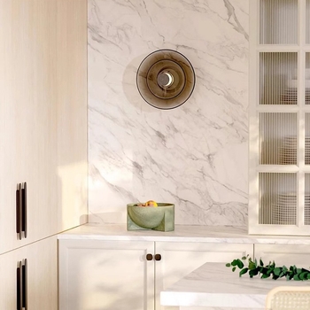 Lampa de perete cu abajur din sticlă, corp din metal, LED, 220V, stil lux discret