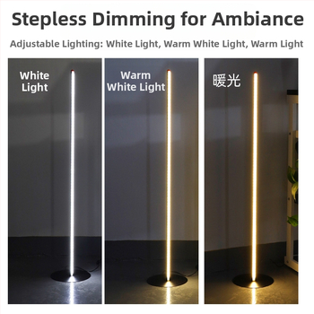 Állólámpa LED, nordikus minimalista design nappali vagy hálószoba számára, 50 LED, alumínium test, policarbonát árnyékoló, távirányító