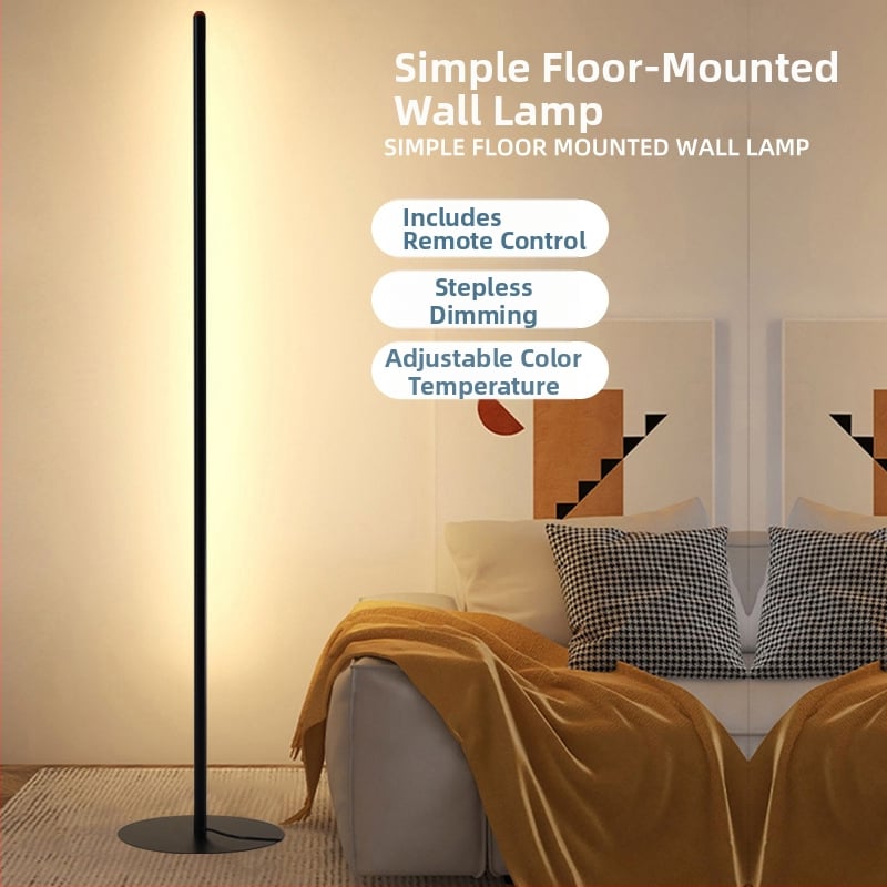 Állólámpa LED, nordikus minimalista design nappali vagy hálószoba számára, 50 LED, alumínium test, policarbonát árnyékoló, távirányító