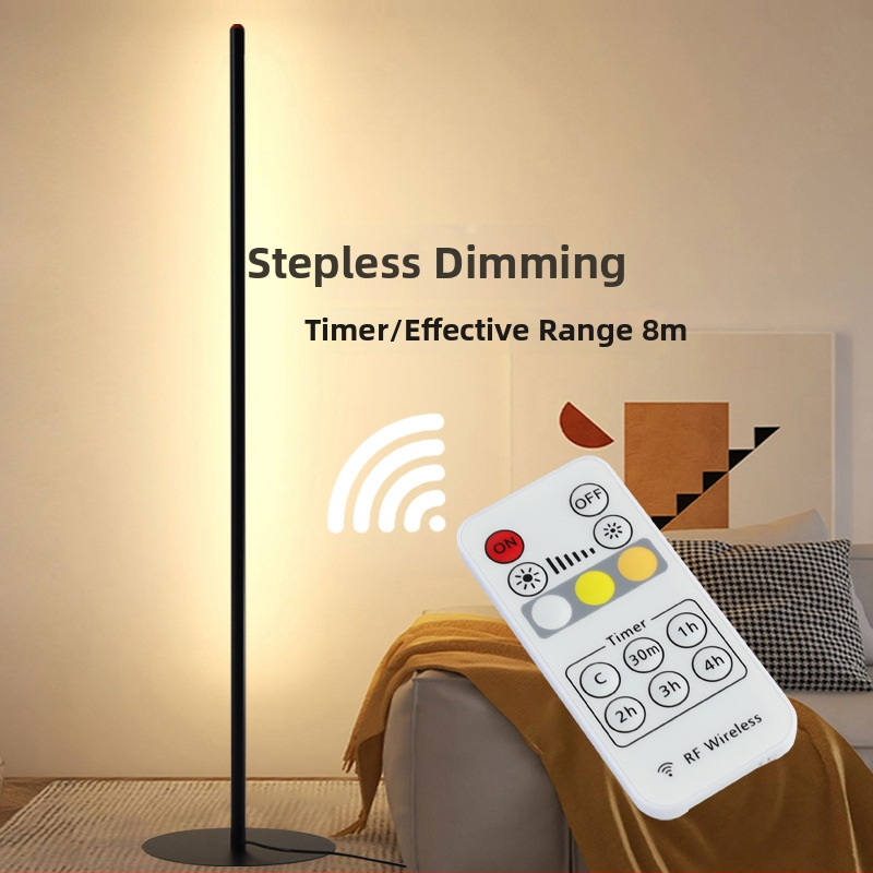 Stojanová lampa LED, nordický minimalistický dizajn do obývačky alebo spálne, 50 LED, hliníkové telo, polykarbonátové tienidlo, diaľkové ovládanie