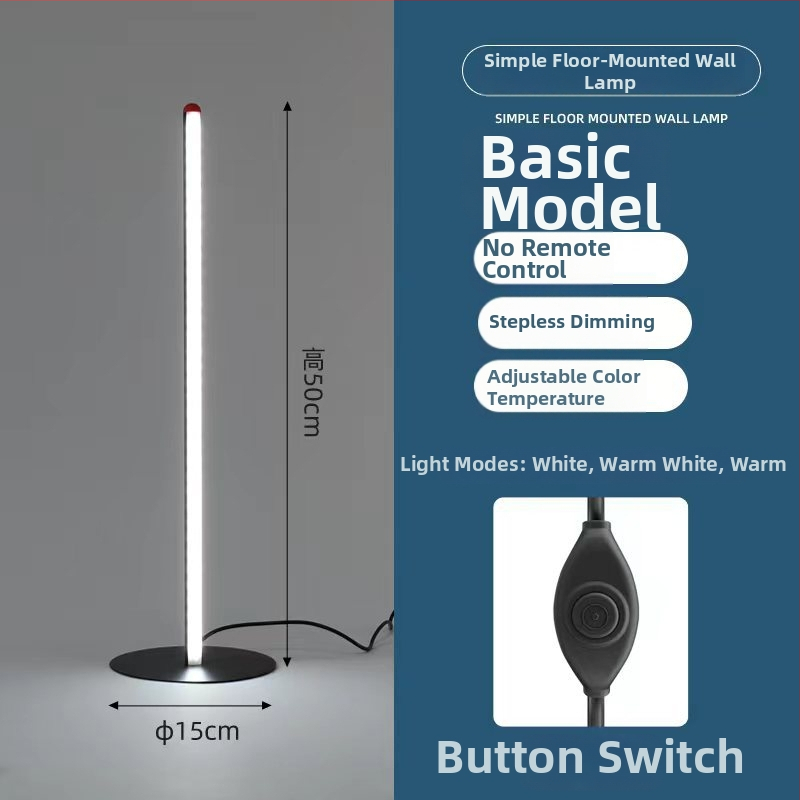 Állólámpa LED, nordikus minimalista design nappali vagy hálószoba számára, 50 LED, alumínium test, policarbonát árnyékoló, távirányító